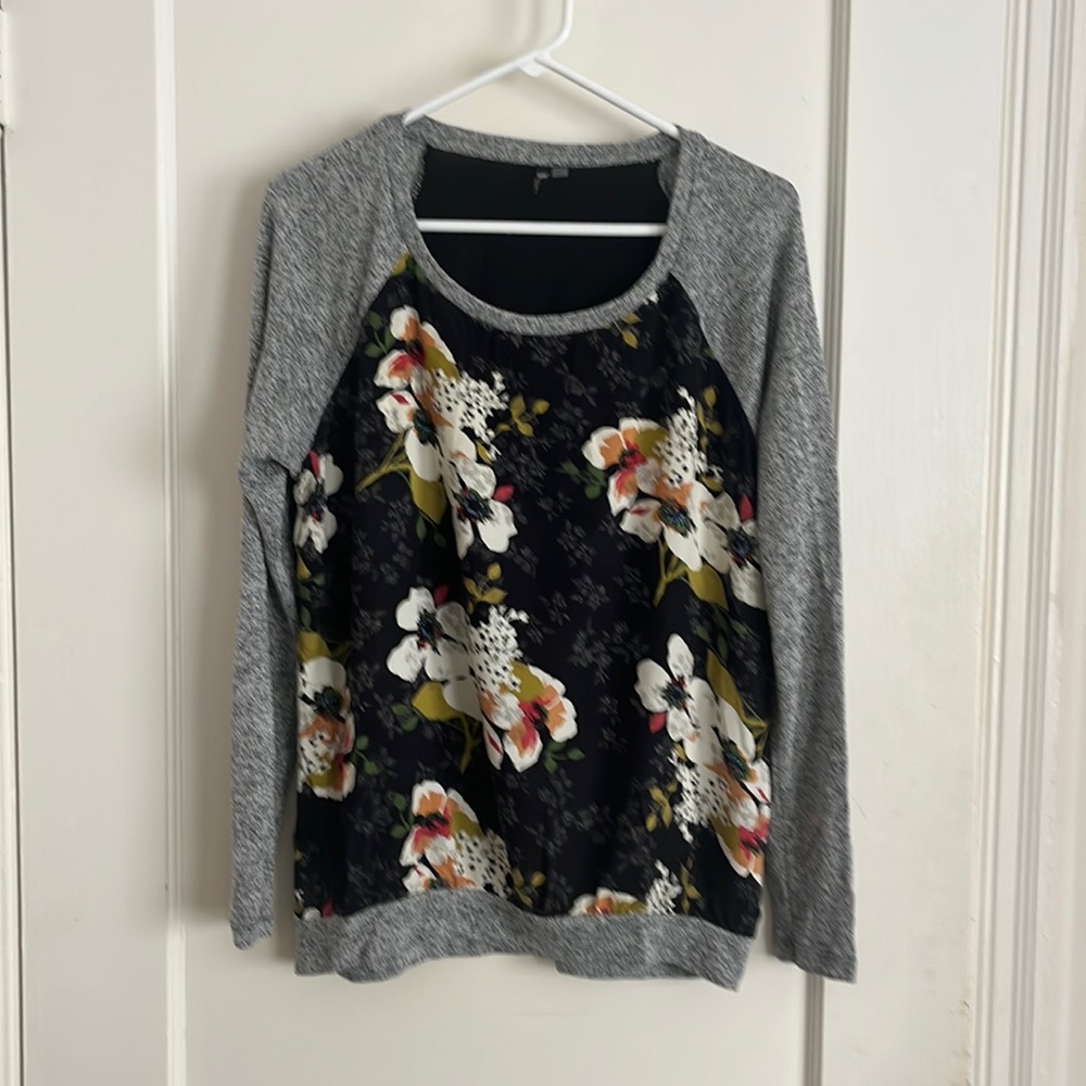 Stunning Mixed Material Floral Sweater by Kut